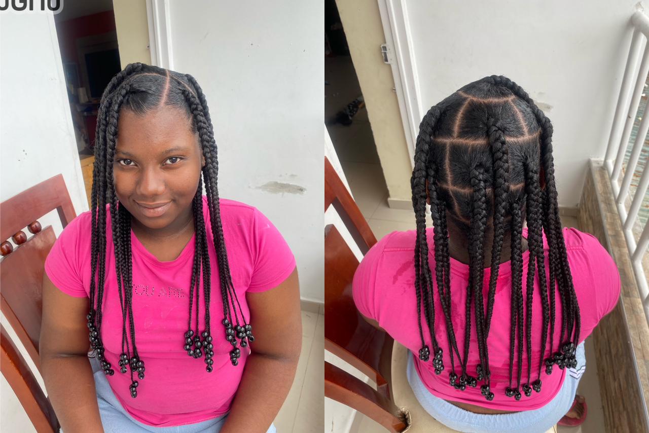 Trenzas Gruesas Con Bolas En Las Puntas